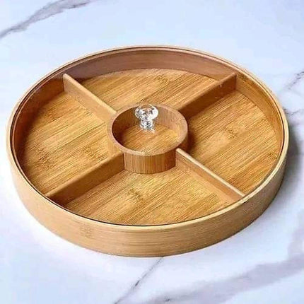Round Bamboo Snack Serving Tray – Eco-Friendly Platter for Fruit, Cheese & Appetisers.