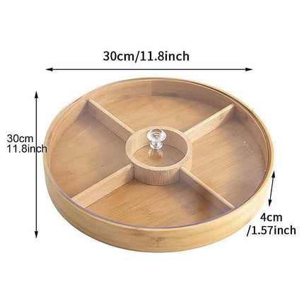 Round Bamboo Snack Serving Tray – Eco-Friendly Platter for Fruit, Cheese & Appetisers.