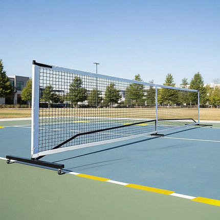 Portable 6.7m Pickleball Net Set – Heavy Duty Metal Frame with Wheels.