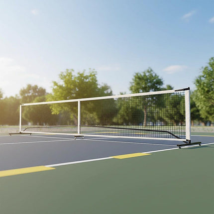 Portable 6.7m Pickleball Net Set – Heavy Duty Metal Frame with Wheels.