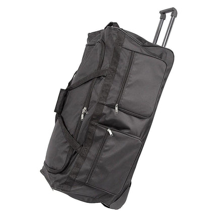 Large Black Wheeled Travel Duffle Bag – Rolling Luggage Trolley.