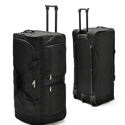 Large Black Wheeled Travel Duffle Bag – Rolling Luggage Trolley.