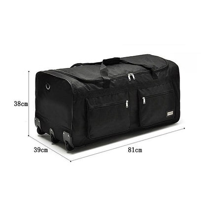Large Black Wheeled Travel Duffle Bag – Rolling Luggage Trolley.