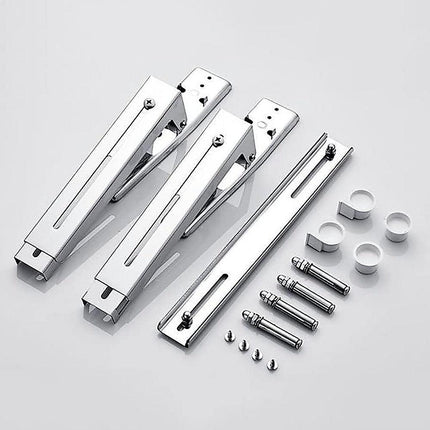 Stainless Steel Microwave Oven Wall Mount Bracket – Adjustable Shelf with Removable Hooks.