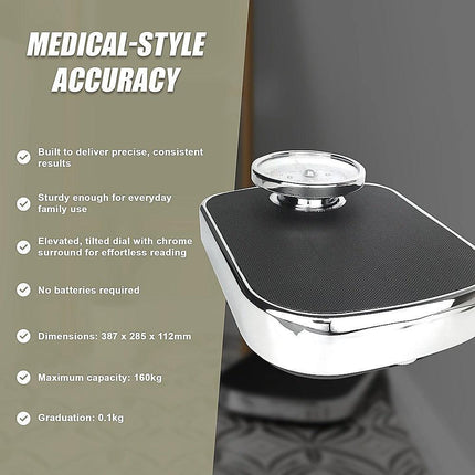 Medical Style Bathroom Scales – Large Analogue Dial, Heavy-Duty Mechanical Scale.