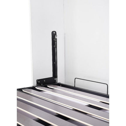 Double Wall Bed in White Gloss – Space Saving Murphy Bed Kit with Silver Door Handle.