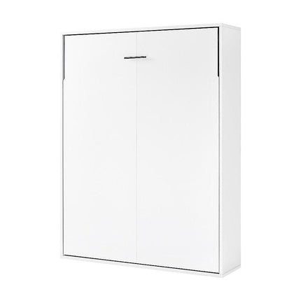 Double Wall Bed in White Gloss – Space Saving Murphy Bed Kit with Silver Door Handle.