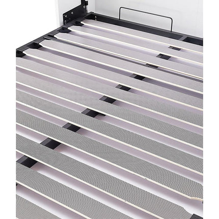 Double Wall Bed in White Gloss – Space Saving Murphy Bed Kit with Black Door Handle.