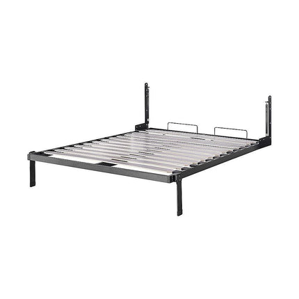 Double Wall Bed in White Gloss – Space Saving Murphy Bed Kit with Black Door Handle.