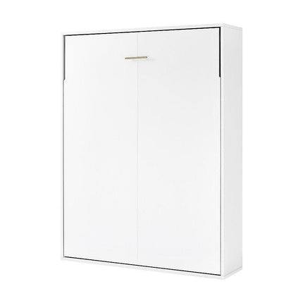Double Wall Bed in White Gloss – Space Saving Murphy Bed Kit with Black Door Handle.