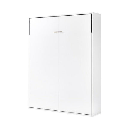 Queen Wall Bed in White Gloss – Space Saving Murphy Bed Kit with Gold Door Handle.