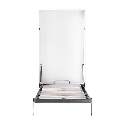 Single Wall Bed in White – Space Saving Murphy Bed Kit with Black Door Handle.