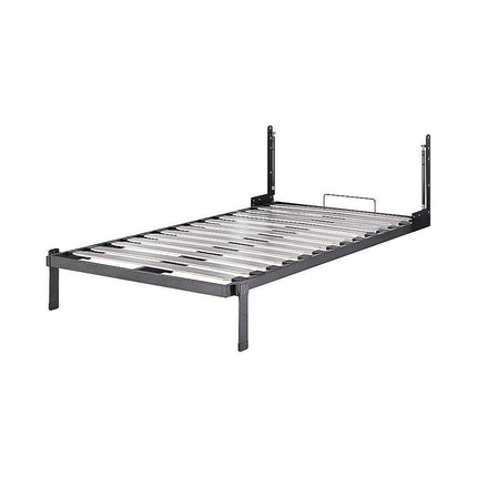 King-single Wall Bed in White Gloss – Space Saving Murphy Bed Kit with Silver Door Handle.