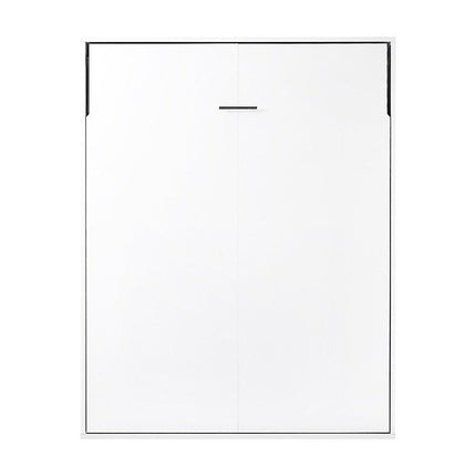 Queen Wall Bed in White – Space Saving Murphy Bed Kit with Silver Door Handle.