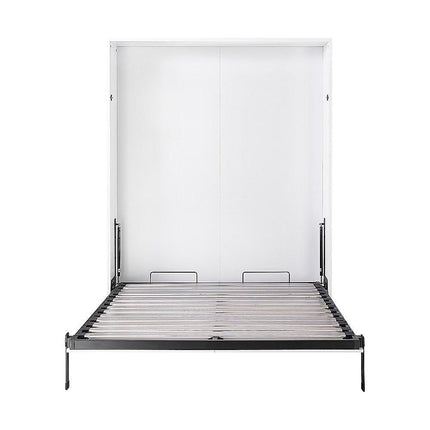 Queen Wall Bed in White – Space Saving Murphy Bed Kit with Black Door Handle.