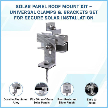 Solar Panel Roof Mount Kit – Universal Clamps & Brackets Set for Secure Solar Installation.