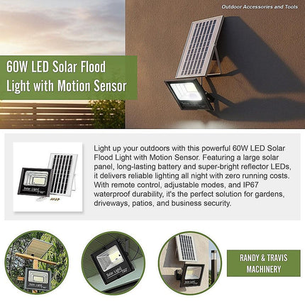60W LED Solar Flood Light with Motion Sensor – Outdoor Security Lighting.
