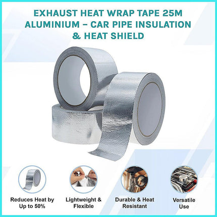 Exhaust Heat Wrap Tape 25m Aluminium – Car Pipe Insulation & Heat Shield.