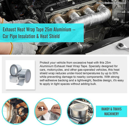 Exhaust Heat Wrap Tape 25m Aluminium – Car Pipe Insulation & Heat Shield.