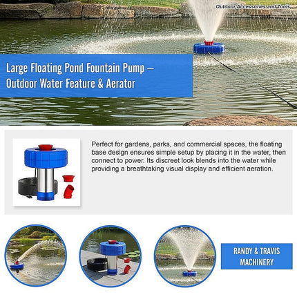 Large Floating Pond Fountain Pump – Outdoor Water Feature & Aerator.