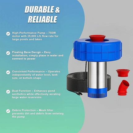 Large Floating Pond Fountain Pump – Outdoor Water Feature & Aerator.
