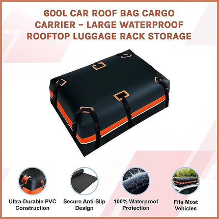 600L Car Roof Bag Cargo Carrier – Large Waterproof Rooftop Luggage Rack Storage.