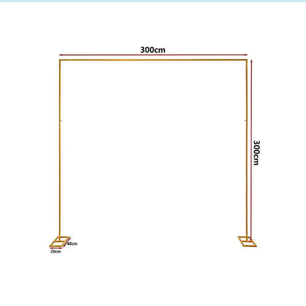 3m Wedding Arch Backdrop Stand – Square Metal Frame for Balloons & Flowers.