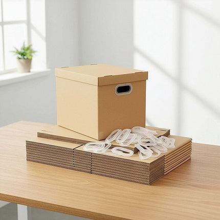 10Pcs Corrugated Cardboard Storage Boxes – Multi-Purpose Organising Cartons.