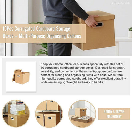 10Pcs Corrugated Cardboard Storage Boxes – Multi-Purpose Organising Cartons.
