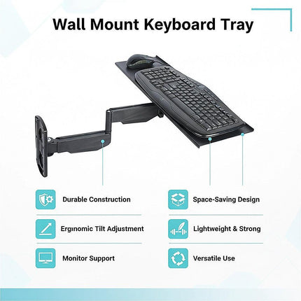 Wall Mount Keyboard Tray – Adjustable Folding Arm Workstation.