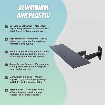 Wall Mount Keyboard Tray – Adjustable Folding Arm Workstation.