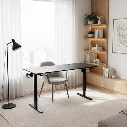 160cm Electric Standing Desk – Height Adjustable Sit Stand Office Table in Black.
