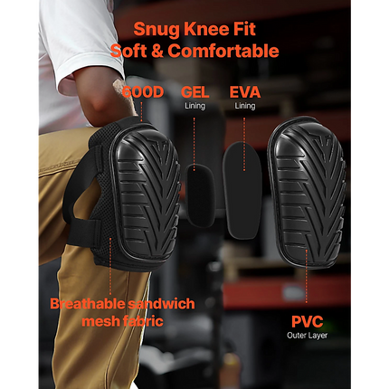 Heavy Duty Work Knee Pads – Construction Safety Pads with Soft Foam & Gel Cushion for All-Day Comfort.