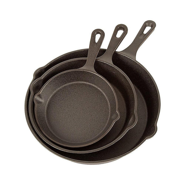 Chef Cast Iron Frying Pan Set – 3PCS Skillet, Grill & Oven Cookware for Home Cooking.