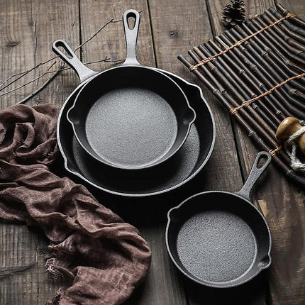 Chef Cast Iron Frying Pan Set – 3PCS Skillet, Grill & Oven Cookware for Home Cooking.