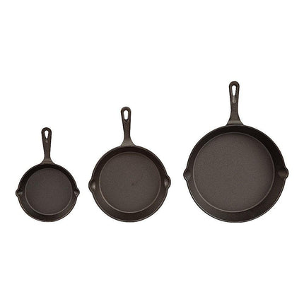 Chef Cast Iron Frying Pan Set – 3PCS Skillet, Grill & Oven Cookware for Home Cooking.