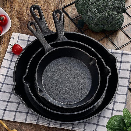 Chef Cast Iron Frying Pan Set – 3PCS Skillet, Grill & Oven Cookware for Home Cooking.