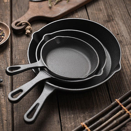 Chef Cast Iron Frying Pan Set – 3PCS Skillet, Grill & Oven Cookware for Home Cooking.