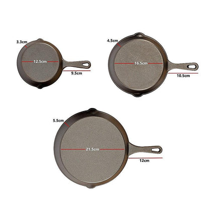 Chef Cast Iron Frying Pan Set – 3PCS Skillet, Grill & Oven Cookware for Home Cooking.