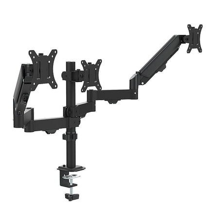 Triple Monitor Mount Stand – Desk Clamp with 3 Adjustable Arms for Multi-Screen Setup.