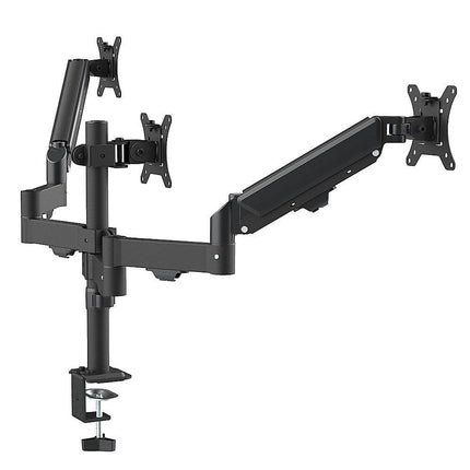 Triple Monitor Mount Stand – Desk Clamp with 3 Adjustable Arms for Multi-Screen Setup.