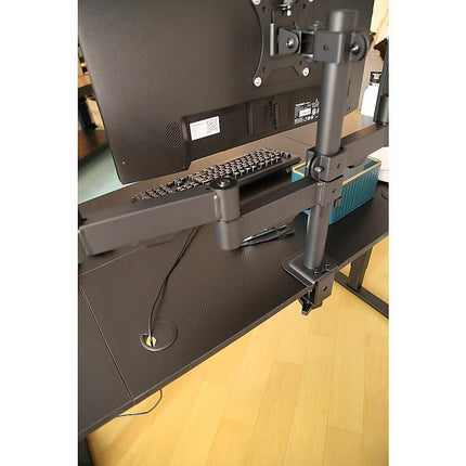 Triple Monitor Mount Stand – Desk Clamp with 3 Adjustable Arms for Multi-Screen Setup.