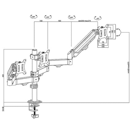Triple Monitor Mount Stand – Desk Clamp with 3 Adjustable Arms for Multi-Screen Setup.