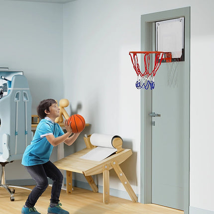 Indoor Mini Basketball Hoop Set – Door Mounted Backboard Kit with Ring & Ball.