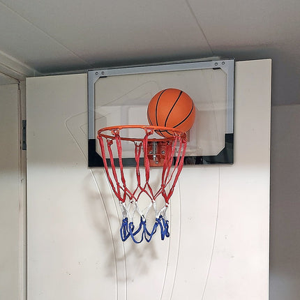 Indoor Mini Basketball Hoop Set – Door Mounted Backboard Kit with Ring & Ball.