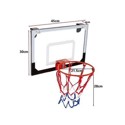 Indoor Mini Basketball Hoop Set – Door Mounted Backboard Kit with Ring & Ball.