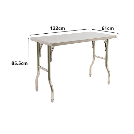 Stainless Steel Kitchen Bench Folding Commercial Prep Work Table 122x61cm.