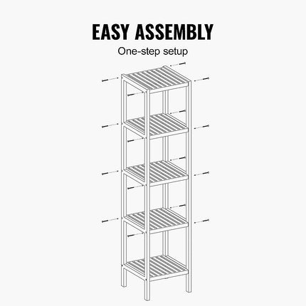 5 Tier Bookshelf Storage Bookcase Shelving Unit for Home Office.