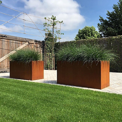Corten Steel Planter Box 62x40x39cm Outdoor Garden Raised Bed Rust Finish.