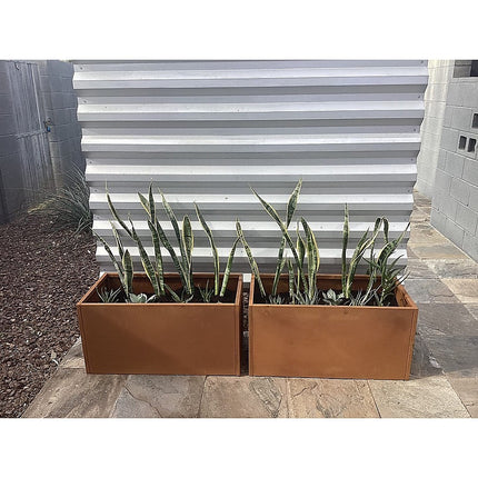 Corten Steel Planter Box 62x40x39cm Outdoor Garden Raised Bed Rust Finish.